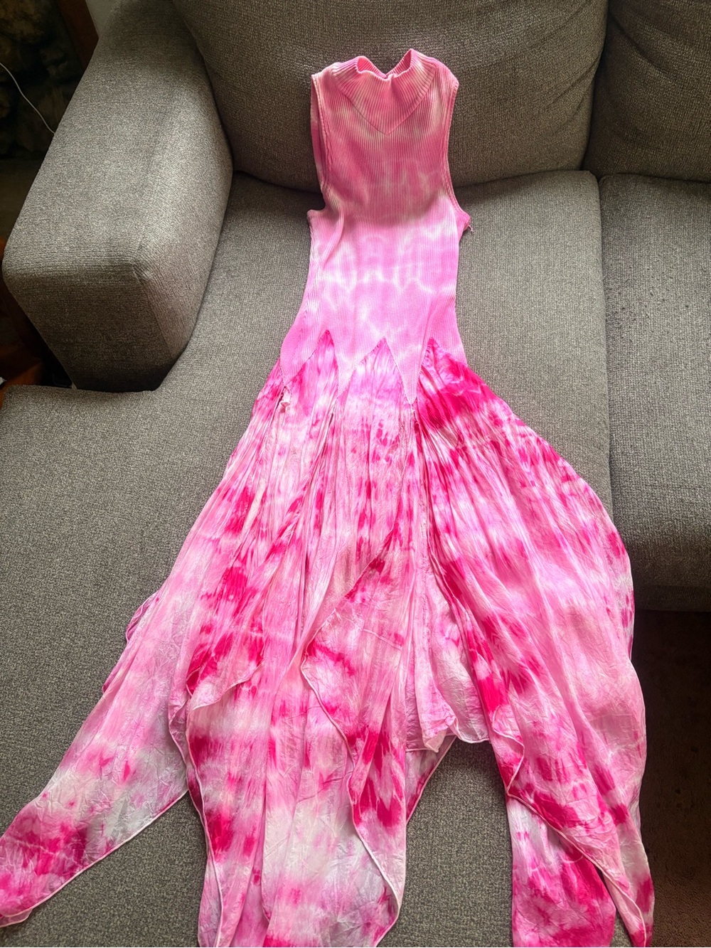Vintage Pink Tie-Dye Flowy Maxi Dress